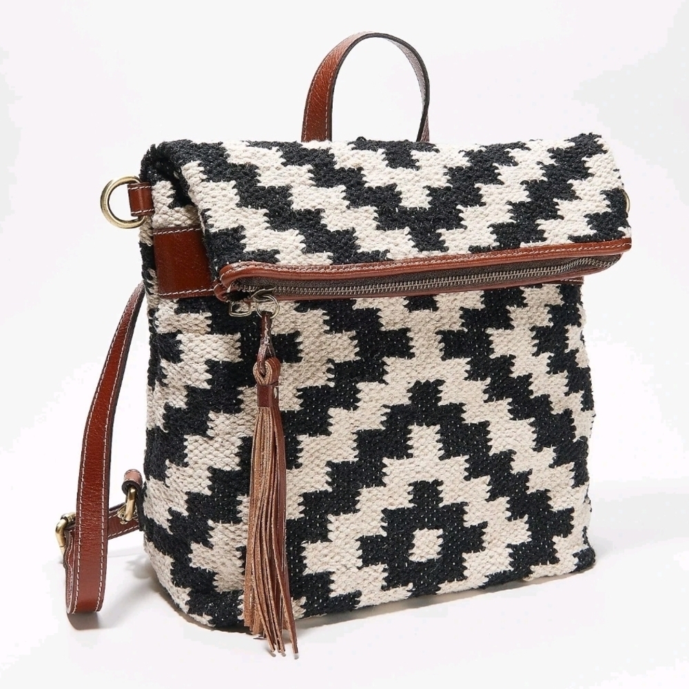 Patricia Nash Black and Cream Casoli Convertable Backpack/crossbody